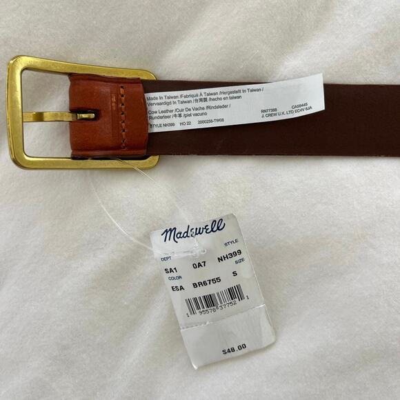 Madewell NWT Square Buckle Leather English Saddle Belt, Size Small Small - Picture 3 of 7